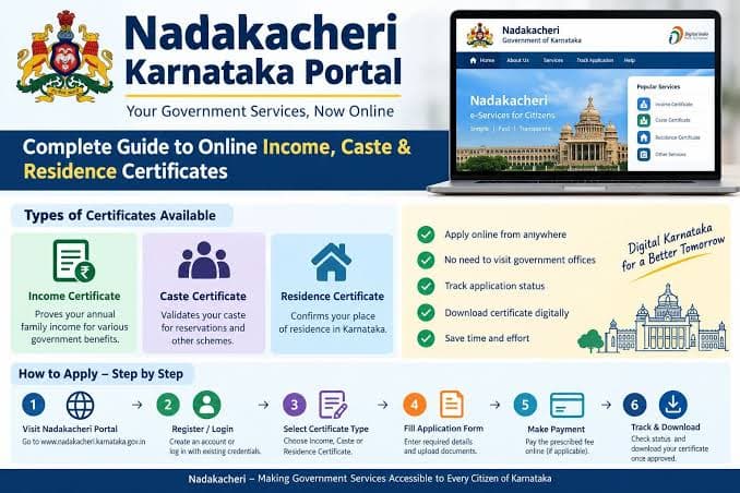 Nadakacheri Karnataka Portal: Online Income, Caste & Residence Certificate