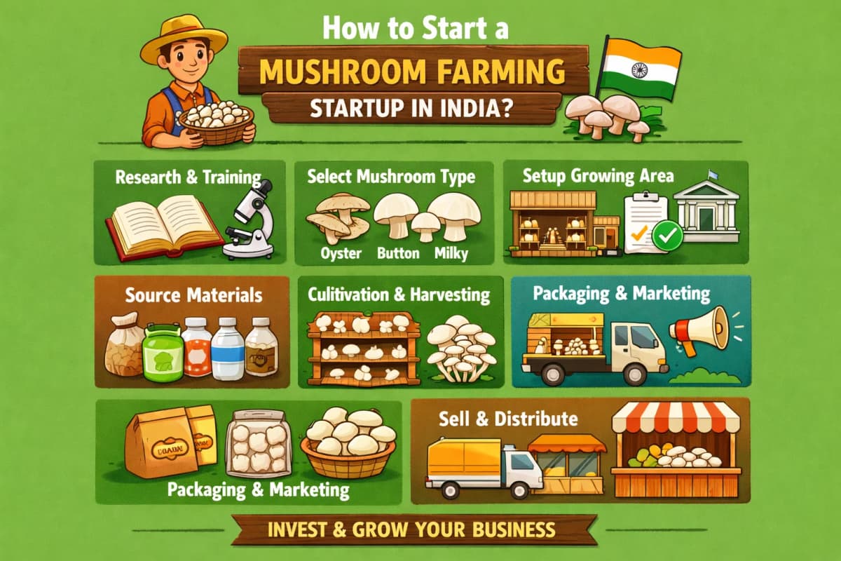 How to Start a Mushroom Farming Startup in India – Step-by-Step Guide (2026)